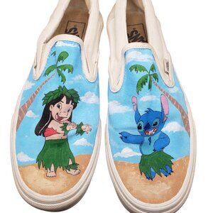 Disney Vans Lilo and Stitch Hula Slip on Sneaker Shoe Womens 9 Mens 7.5 Skater